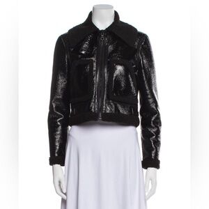 Alice & Olivia Black Women's Shearling Jacket